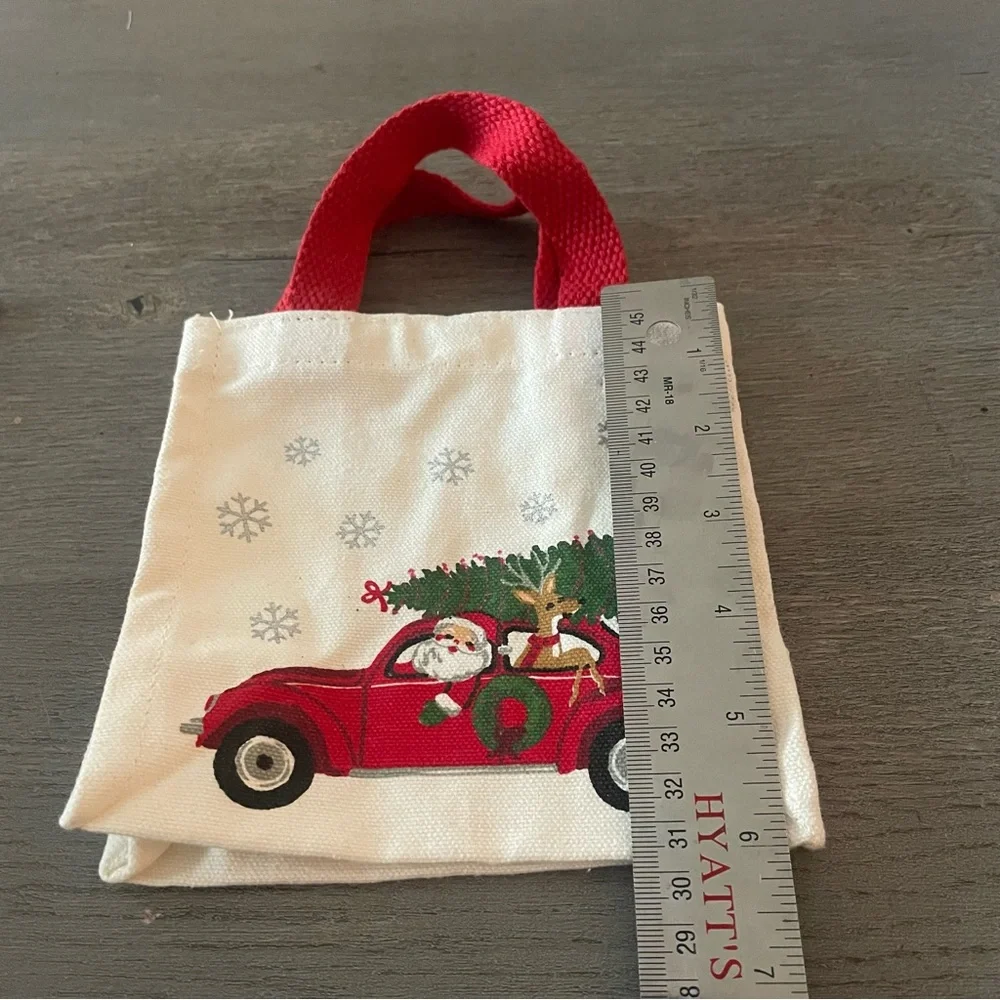 Mini Festive Tote Bag with Santa and Car Design